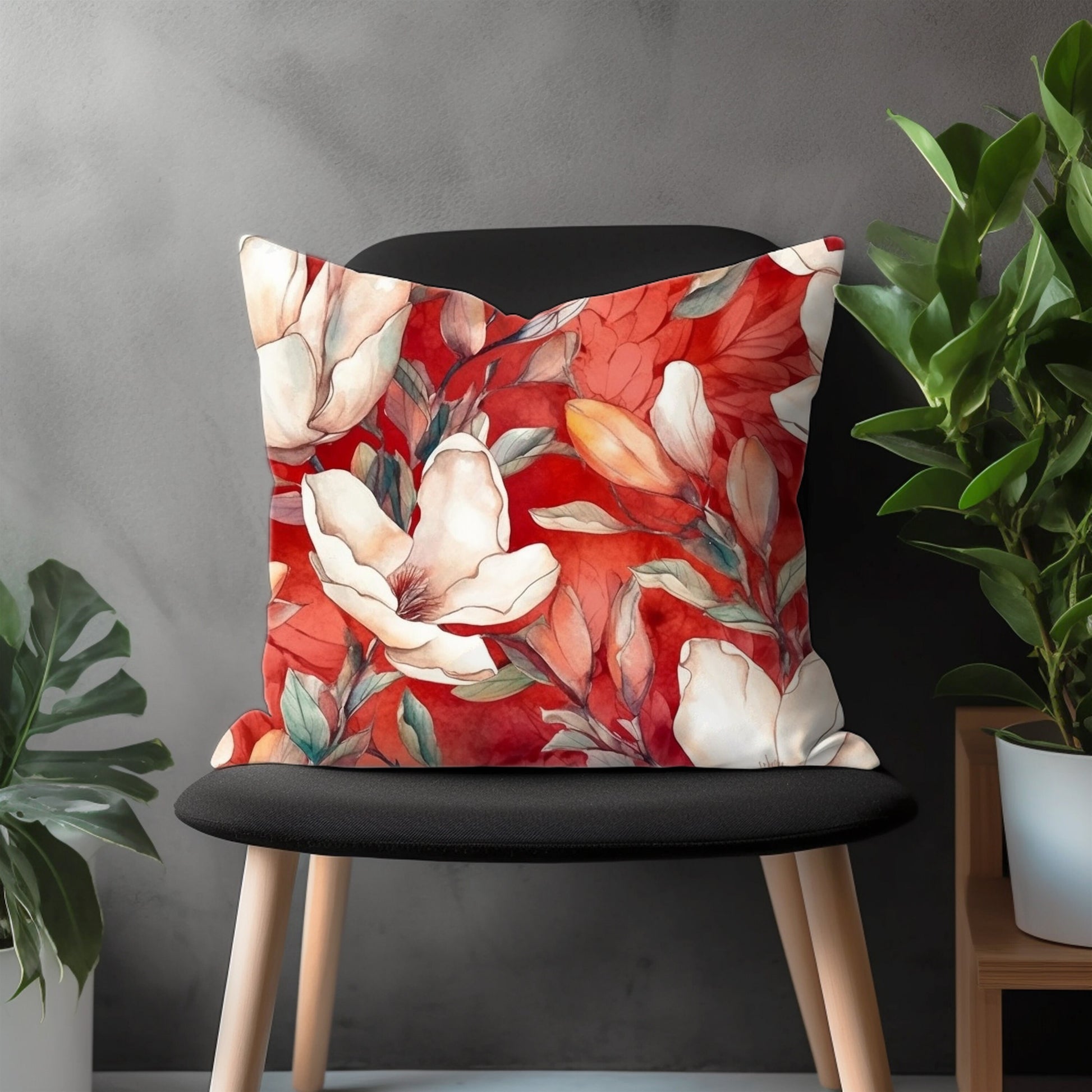 Colorful Leaves Flowers Pillow Cover, Tropical Blue Euro Pillow Sham, Autumn Living Room Decor, Floral Bedroom Throw Pillow Case