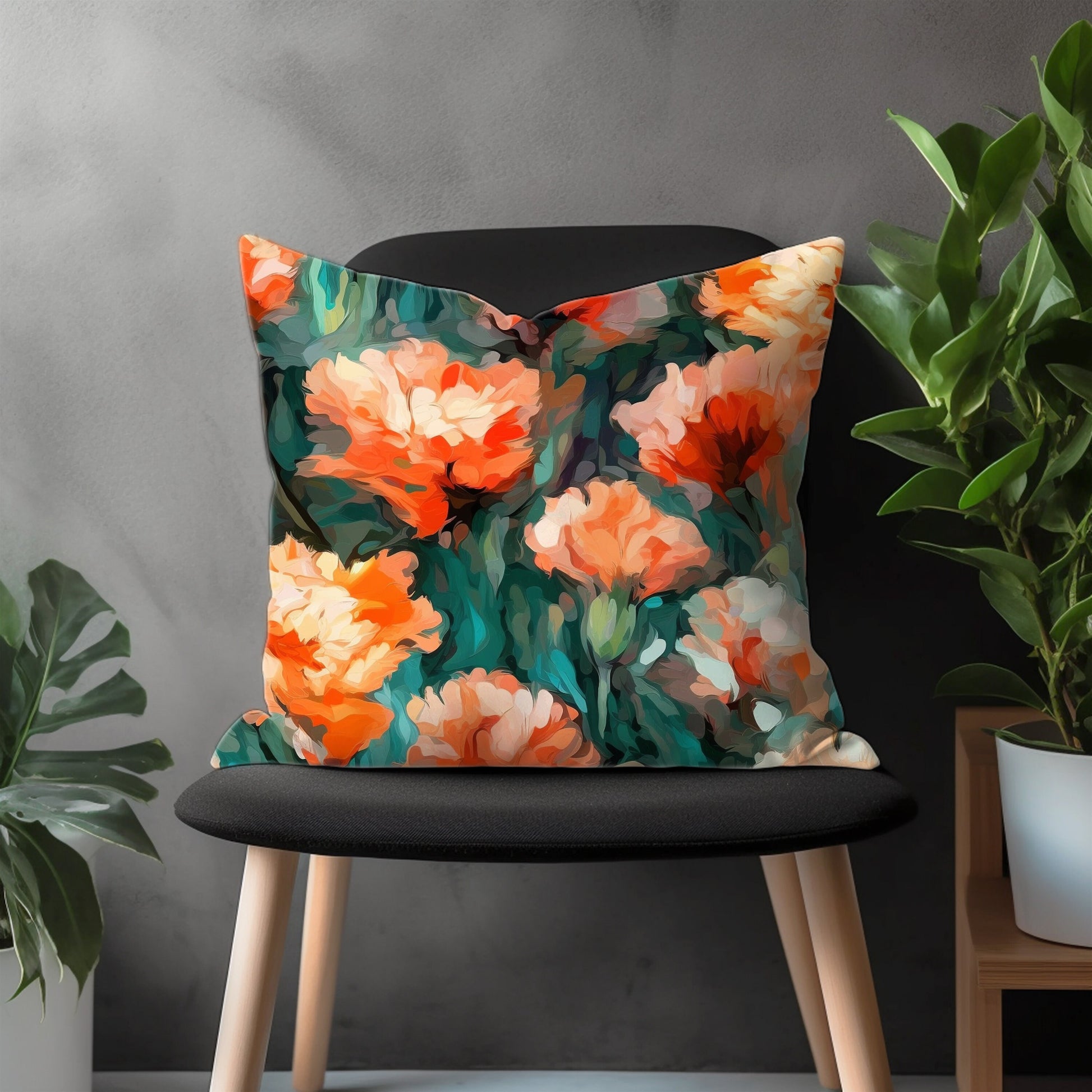 Colorful Leaves Flowers Pillow Cover, Tropical Blue Euro Pillow Sham, Autumn Living Room Decor, Floral Bedroom Throw Pillow Case