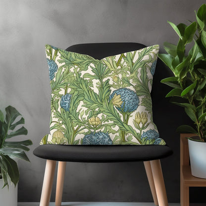 Boho Leaves Pillow Cover, Withered Leaves Watercolor Euro Pillow Shams, Green Leaves Living Room Decor, Spring Floral Bedroom Throw Pillow