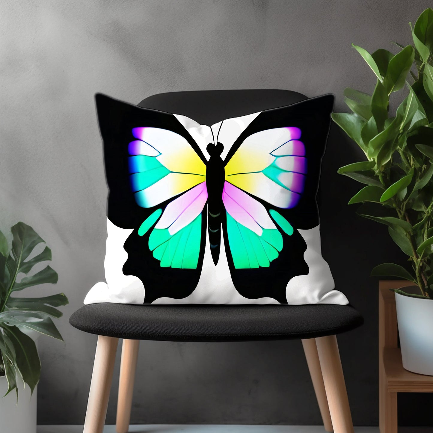 Butterfly Pillow Cover, Rainbow Colorful Animal Euro Pillow Case, Custom Throw Pillow Bedroom Decoration, Any Size Pillow Cover