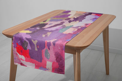 Colourful Paint Effect Table Runner, Abstract Dining Room Table Cloth, Modern Kitchen Table Decor, Multicolor Table Top