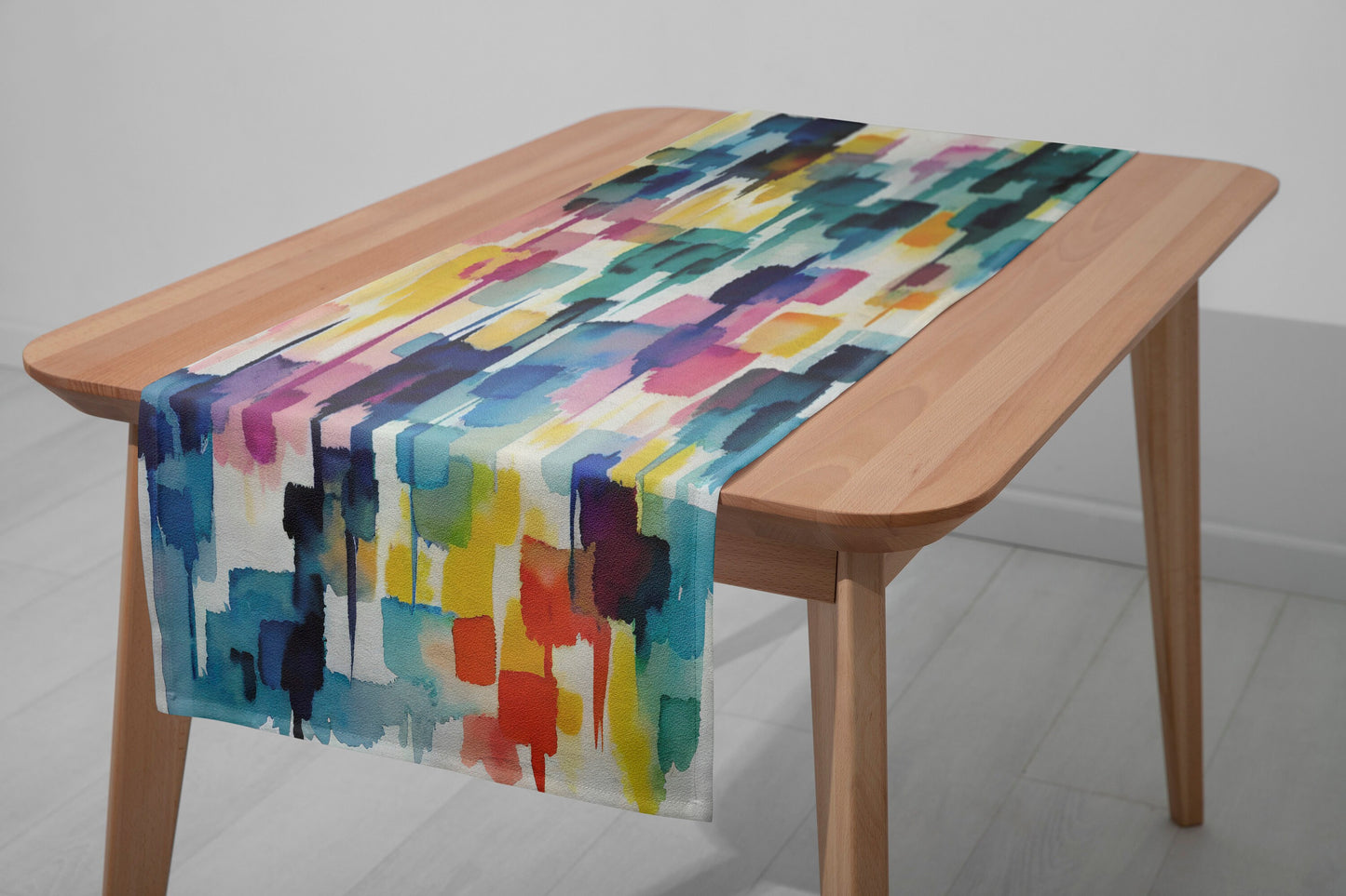 Retro Abstract Table Runner, Paint Splash Table Cloth, Colorful Dining Table Textiles, Boho Kitchen Table Top, Any Size Runner