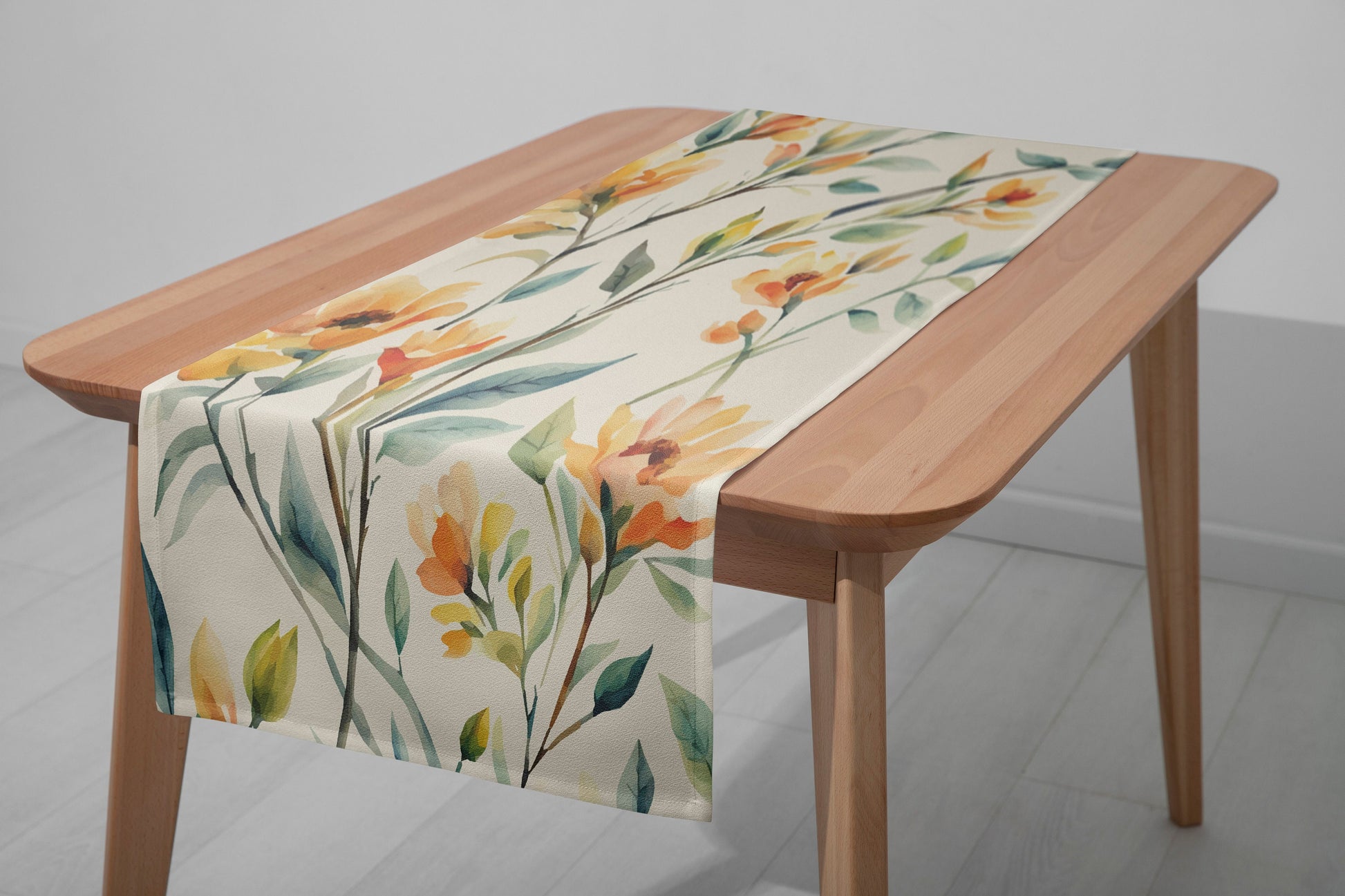 Blossom Floral Table Runner, Spring Flower Table Top, Summer Botanical Dining Room Table Textiles