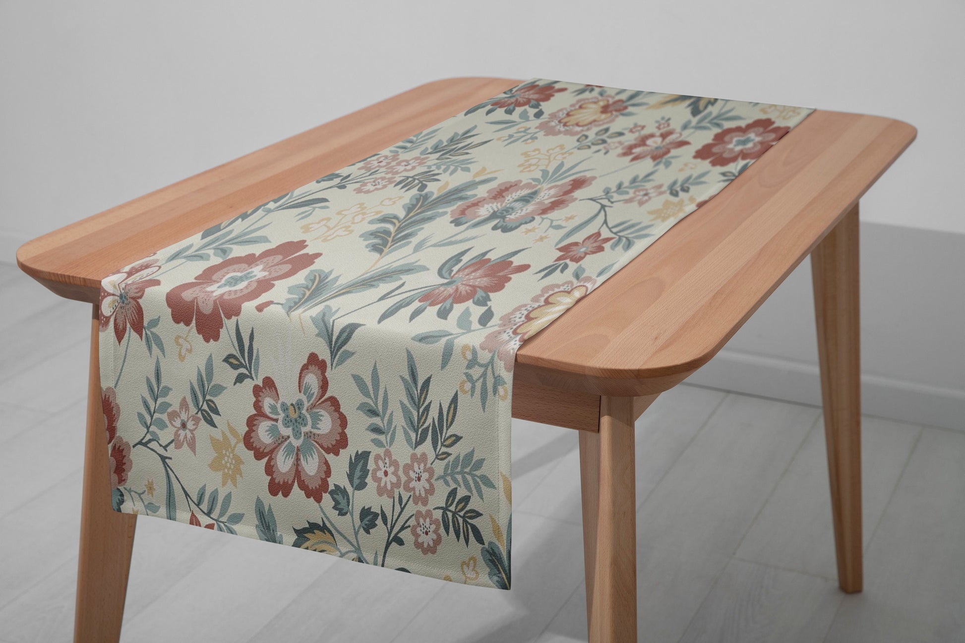 Blossom Floral Table Runner, Spring Flower Table Top, Summer Botanical Dining Room Table Textiles