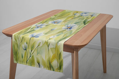 Blossom Floral Table Runner, Spring Flower Table Top, Summer Botanical Dining Room Table Textiles