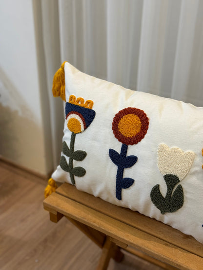 Floral Punch Pillow Cover, Embroidered Bedroom Euro Pillow Sham, Daisy Needle Punch Living Room Decoration, Spring Flower Home Decor