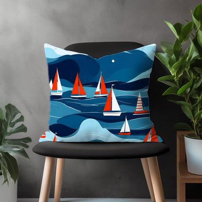 Oceanic Pillow Cover, Aquatic Euro Pillow Sham Case, Marine Bedroom Throw Pillow Case, Sailor Living Room Couch Pillow Cover