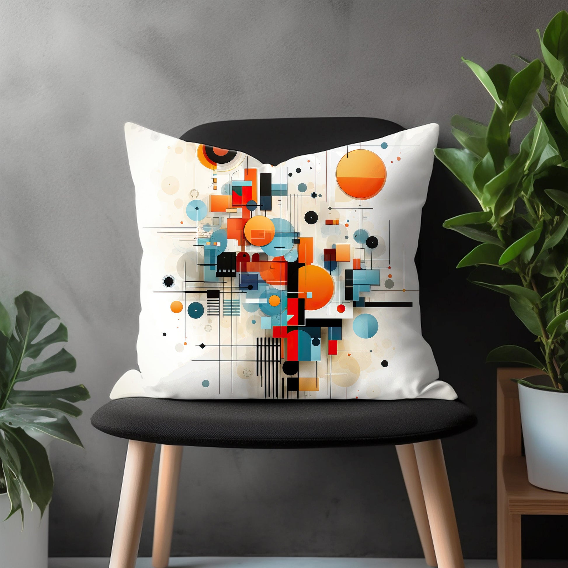 Abstract Circle Pillow Cover, Multicolor Geometric Bedroom Throw Pillow Case, Mid Century Modern Boho Home Decoration