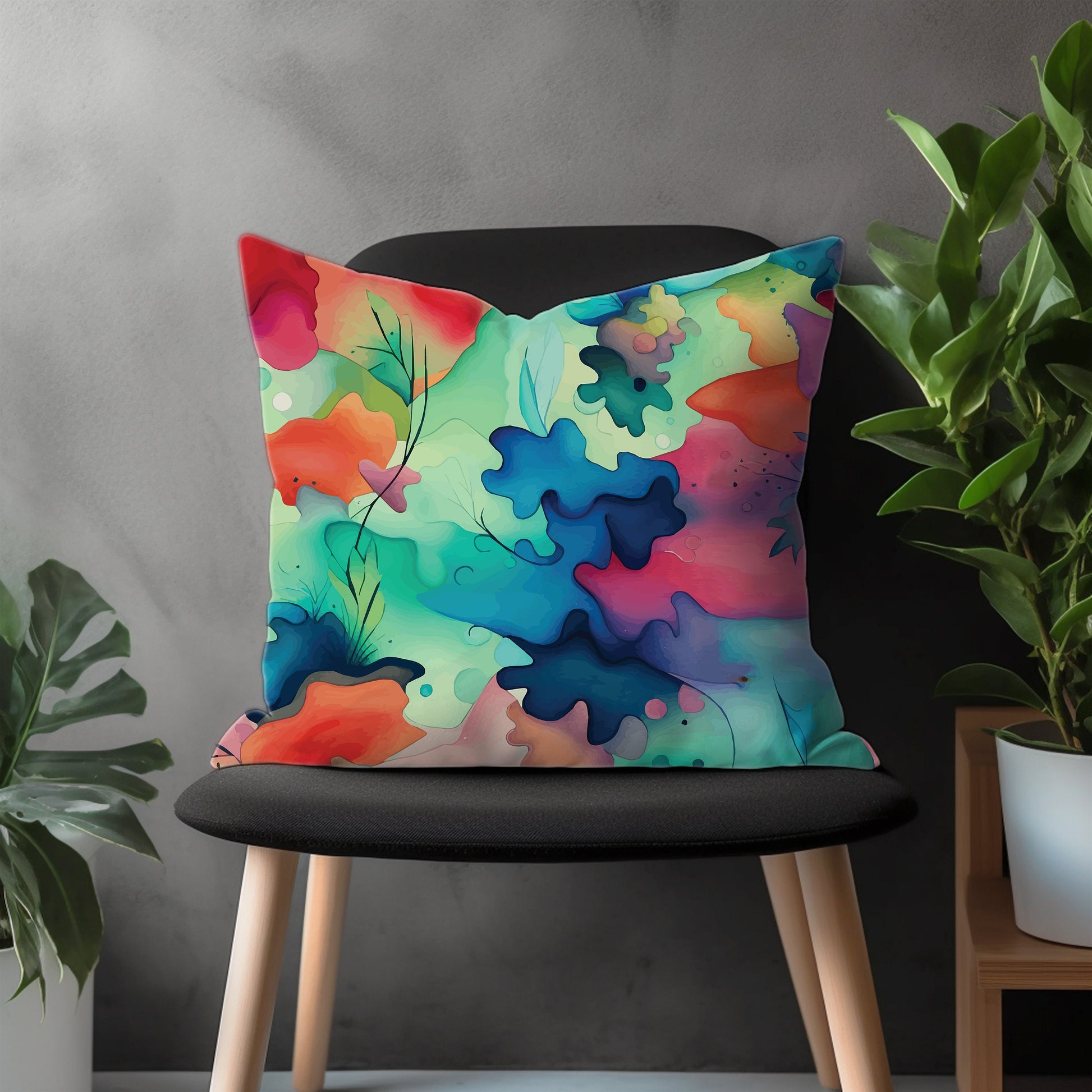 Artistic Abstract Pillow Cover, Rainbow Throw Couch Pillow Case, Colorful Geometric Living Room Decoration, Custom Size Pillow Case