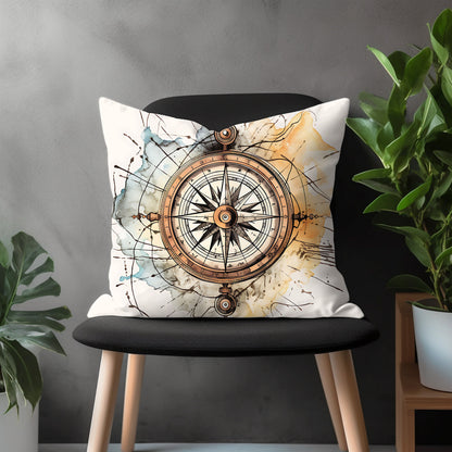 Compass Pillow Cover, Atlas Bedroom Throw Pillow Case, Map Pattern Living Room Decoration, Nautical Home Decor, Any Size Pillow Cover