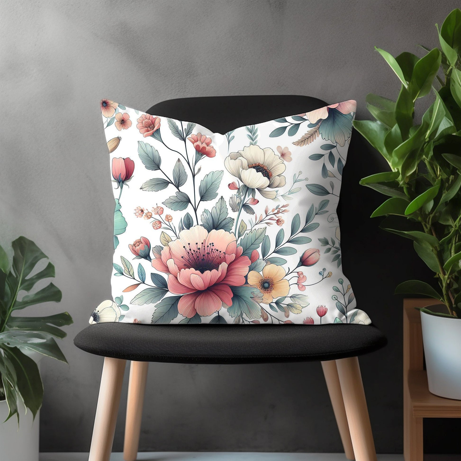 Blossom Pillow Cover, Flower Bedroom Throw Pillow Case, Bloom Living Room Decor, Floral Burst Couch Custom Made Pillow Cover