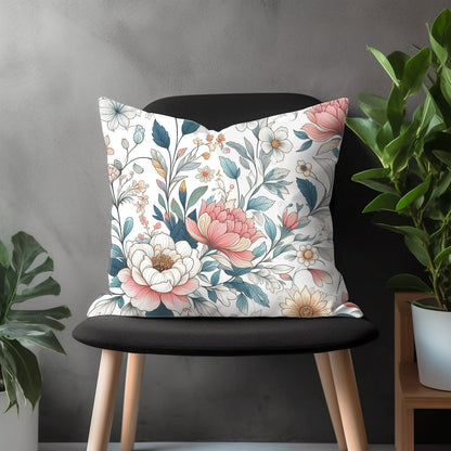 Blossom Pillow Cover, Flower Bedroom Throw Pillow Case, Bloom Living Room Decor, Floral Burst Couch Custom Made Pillow Cover