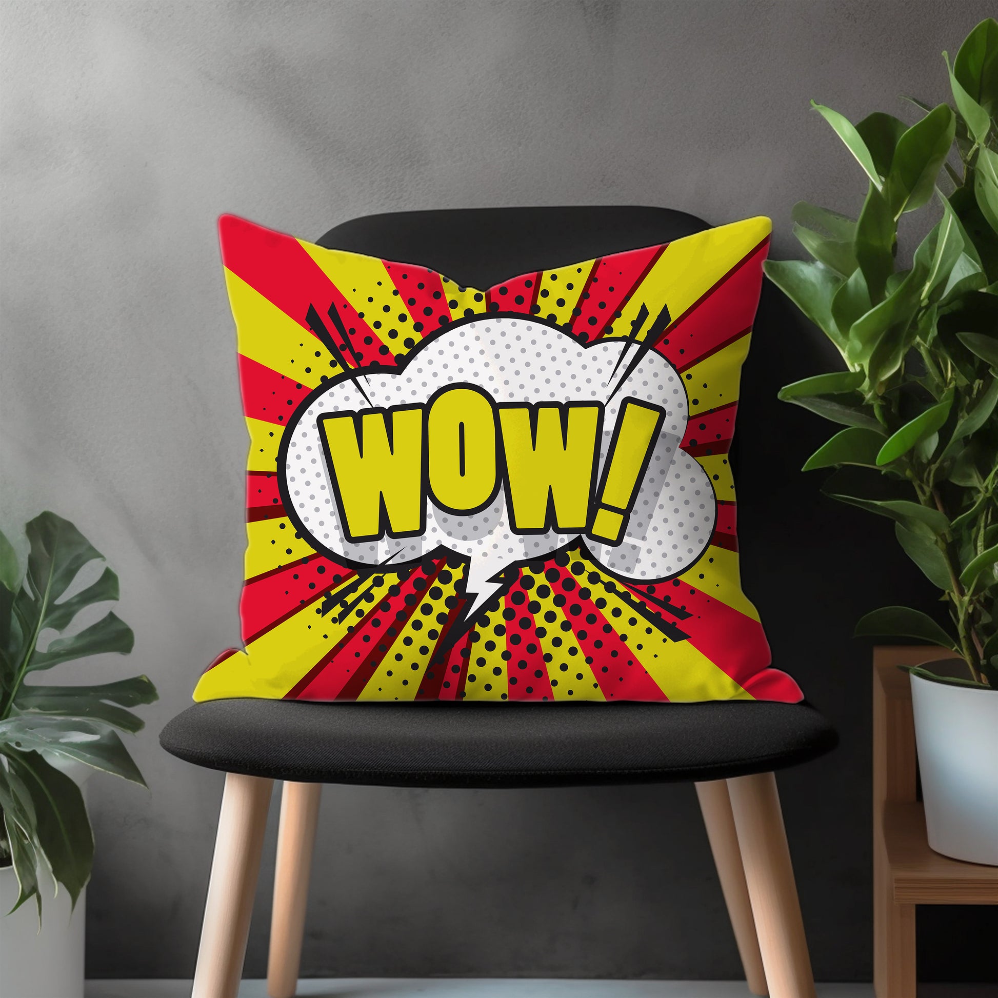 Omg Pillow Cover, Wow Pop Art Bedroom Throw Pillow Case, Funky Living Room Home Decor, Vibrant Colors Custom Made Pillow Cover