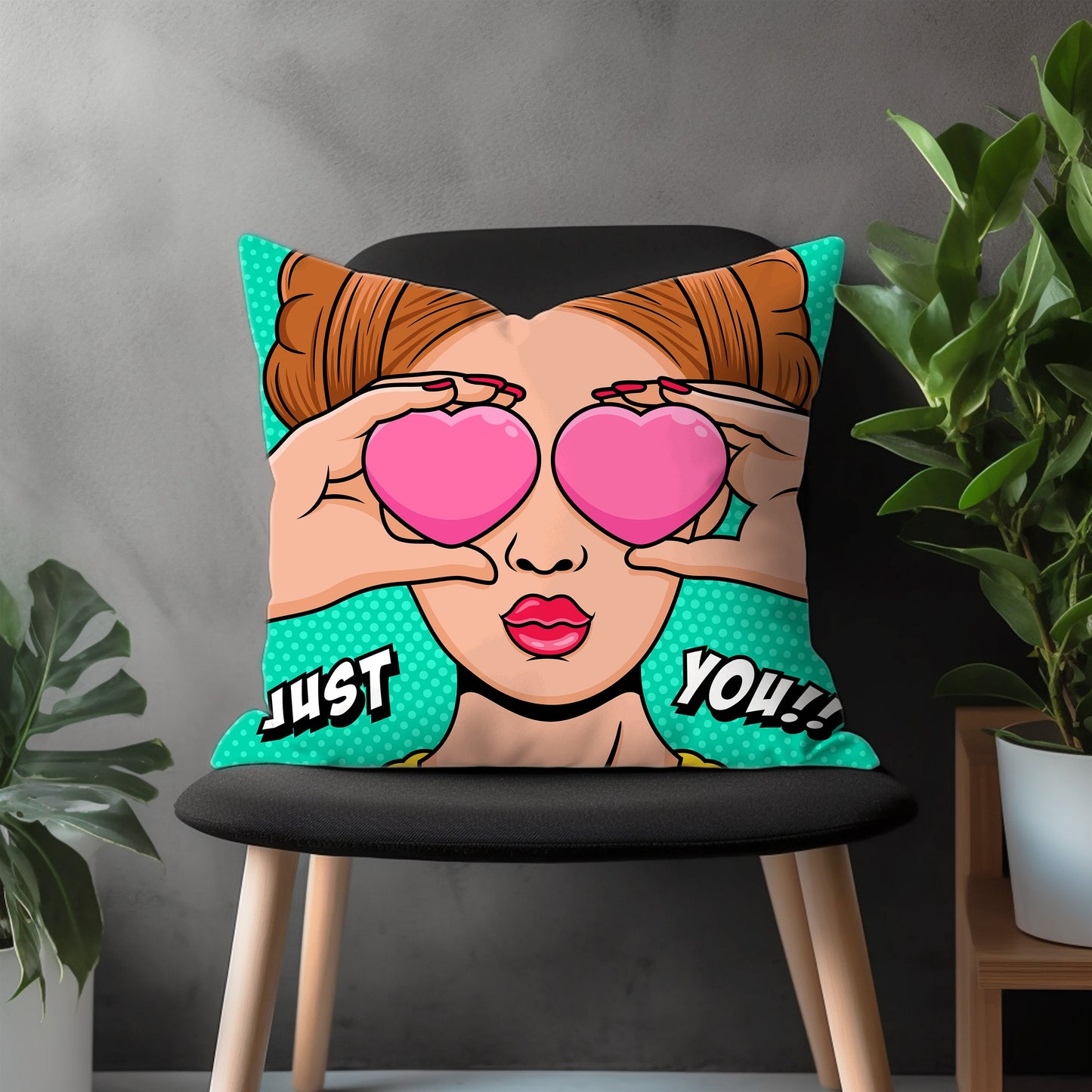 Comic Book Style Pillow Cover, Pop Art Girl Bedroom Throw Pillow Case, Cool Living Room Home Decor, Vibrant Colors Custom Made Pillow Cover