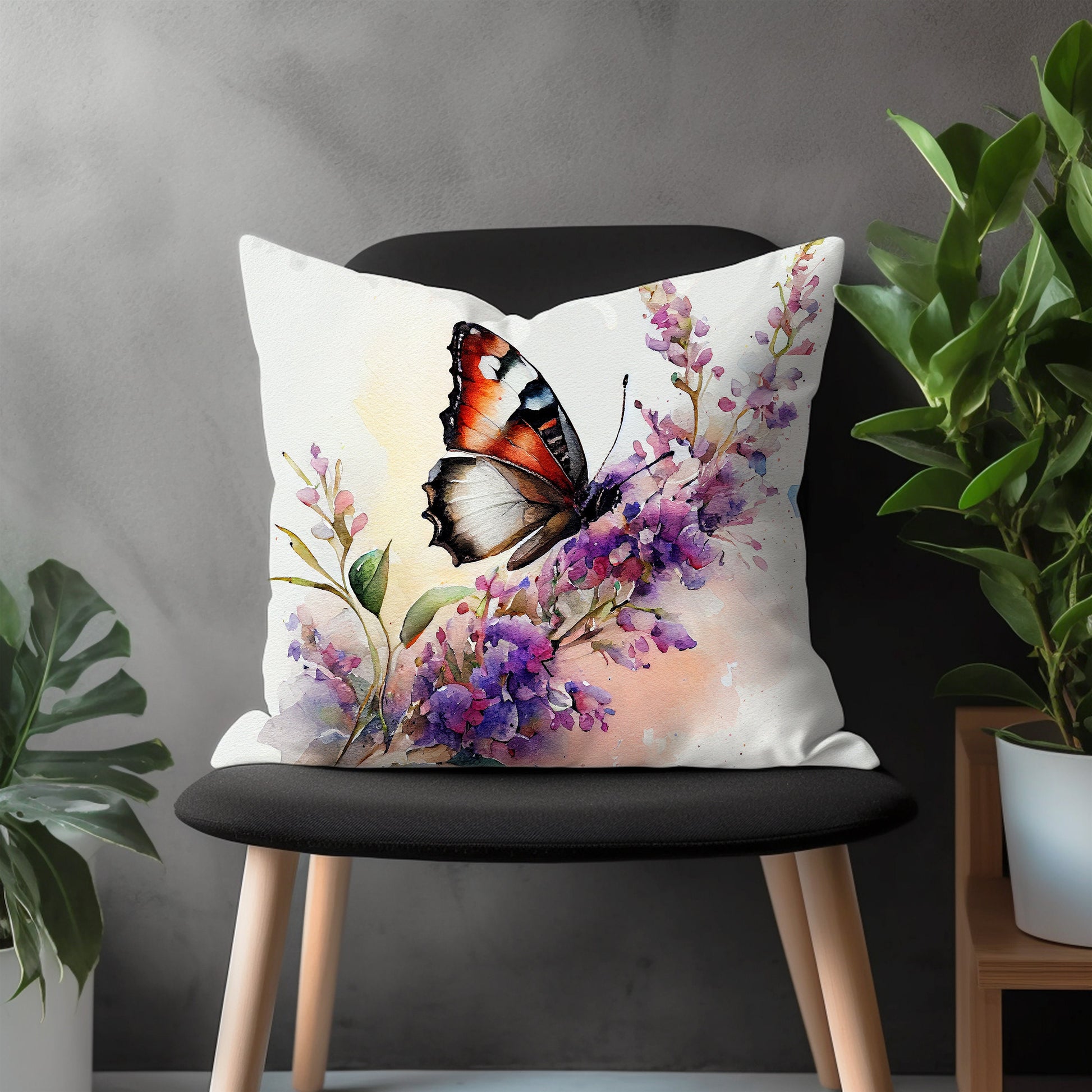 Butterfly Pillow Cover, Nectar Plant Bedroom Throw Pillow Case, Spring Flower Home Decor, Any Size Custom Made Pillow Cover