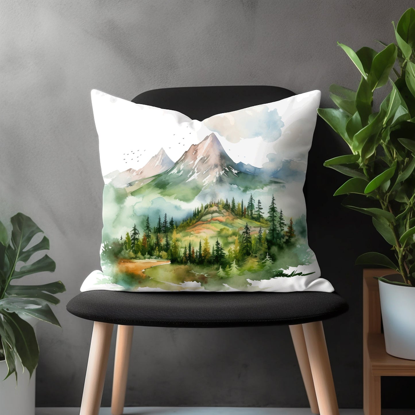 Landscape Pillow Cover, Countryside Bedroom Throw Pillow Case, Panorama View Living Room Decoration, Scenery Home Decor