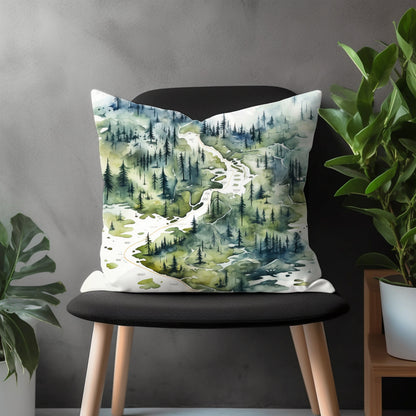 Landscape Pillow Cover, Countryside Bedroom Throw Pillow Case, Panorama View Living Room Decoration, Scenery Home Decor