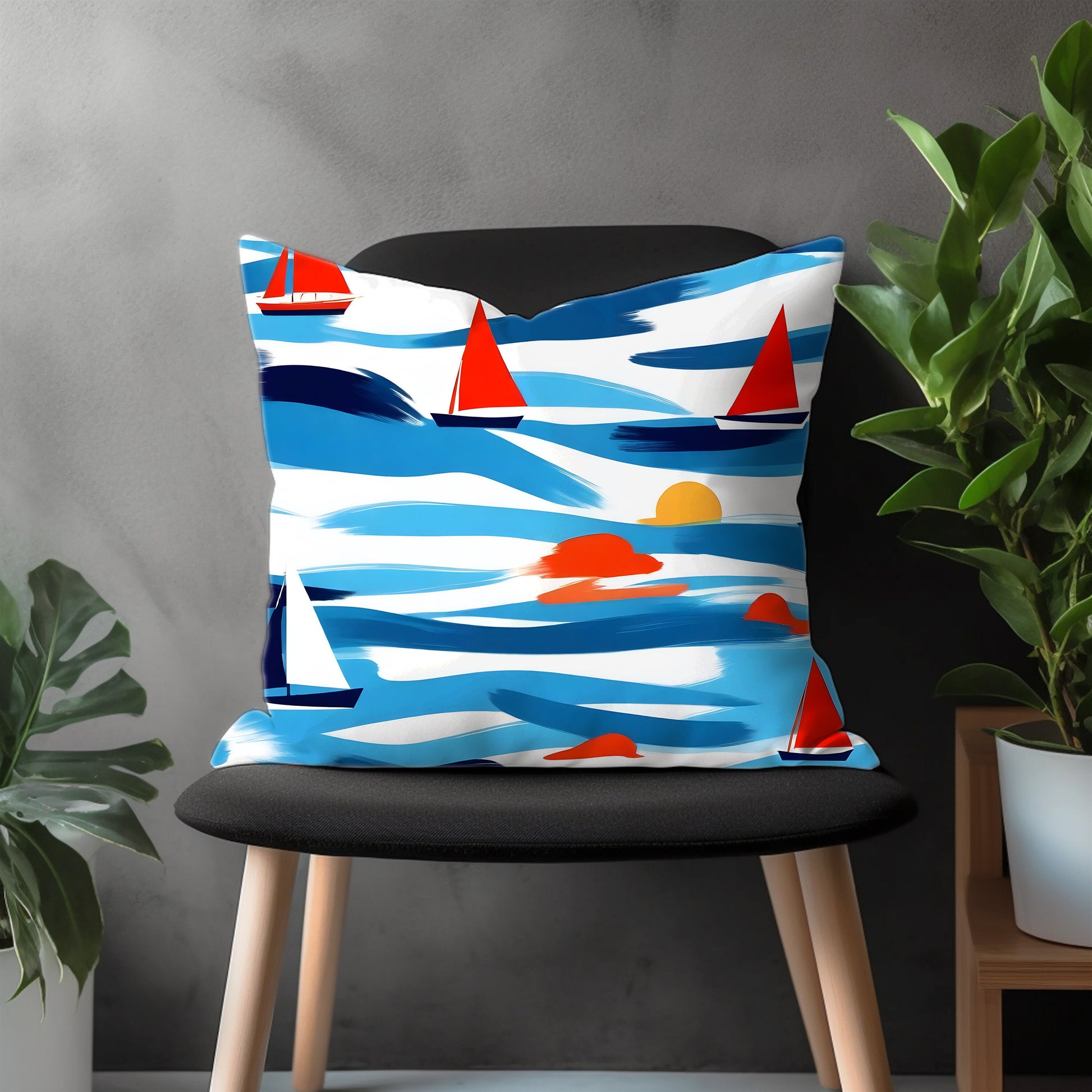 Oceanic Pillow Cover, Aquatic Euro Pillow Sham Case, Marine Bedroom Throw Pillow Case, Sailor Living Room Couch Pillow Cover