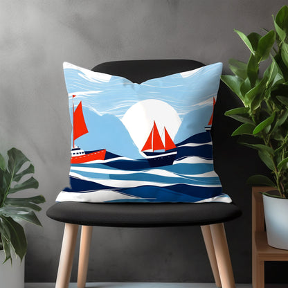 Oceanic Pillow Cover, Aquatic Euro Pillow Sham Case, Marine Bedroom Throw Pillow Case, Sailor Living Room Couch Pillow Cover