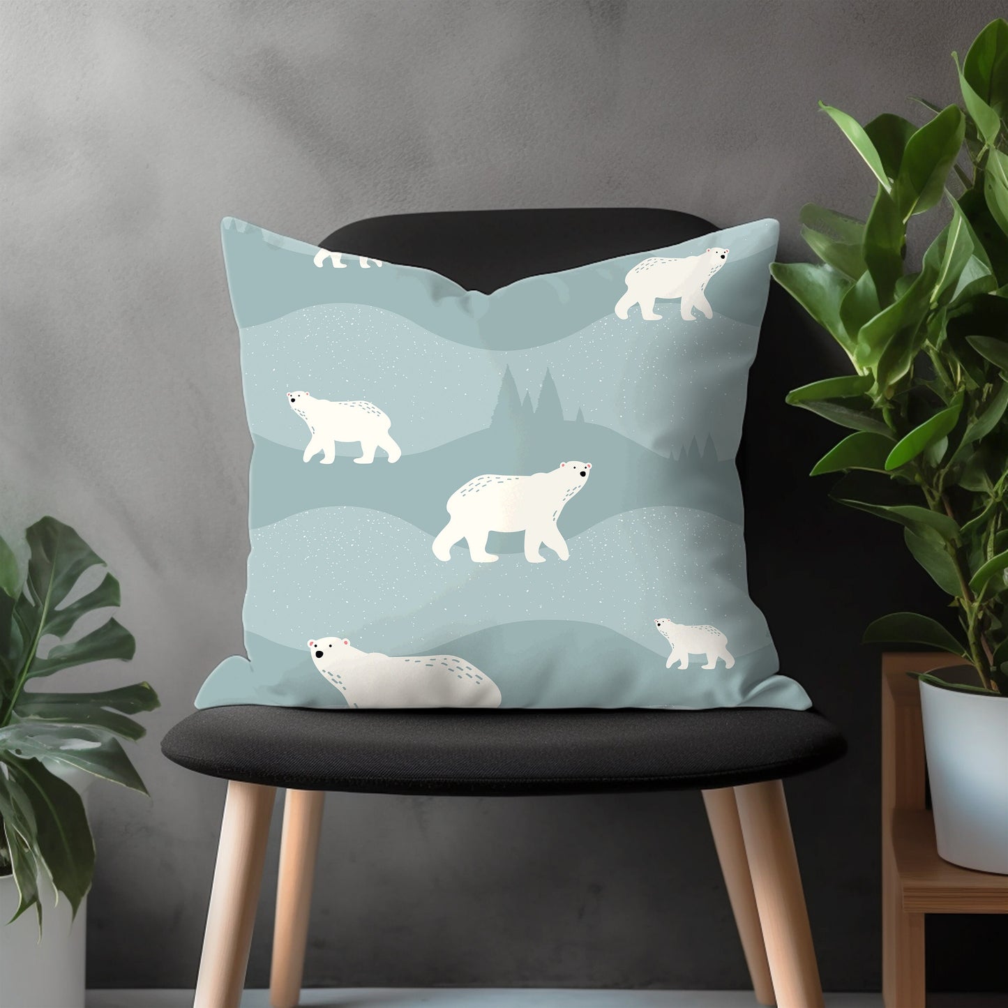 Polar Bear Pillow Cover, Arctic Theme Bedroom Euro Pillow Sham Case, Sea Ice Living Room Decor, Ice Bear Home Decoration