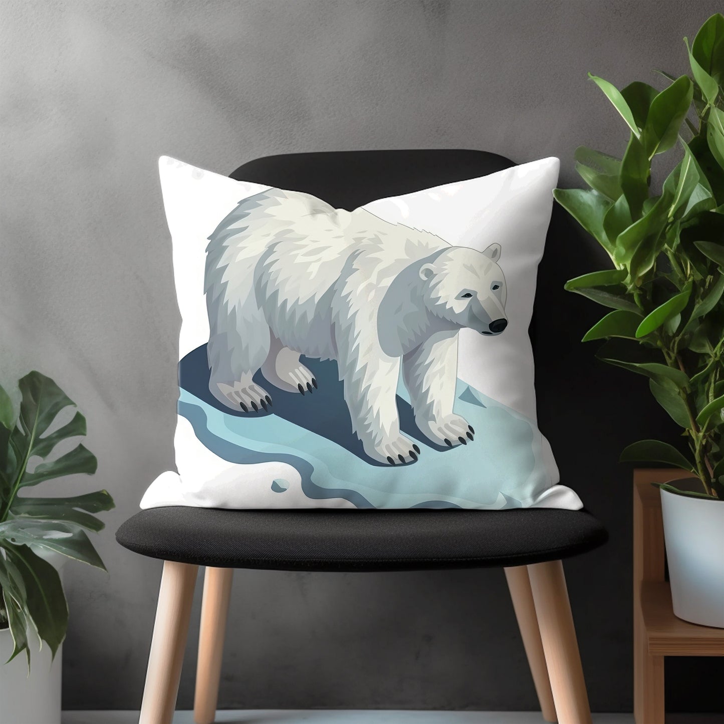 Polar Bear Pillow Cover, Arctic Theme Bedroom Euro Pillow Sham Case, Sea Ice Living Room Decor, Ice Bear Home Decoration