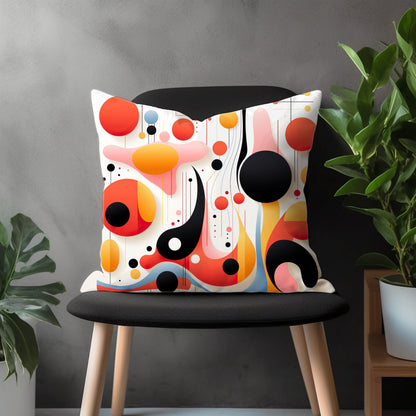 Abstract Circle Pillow Cover, Multicolor Geometric Bedroom Throw Pillow Case, Mid Century Modern Boho Home Decoration