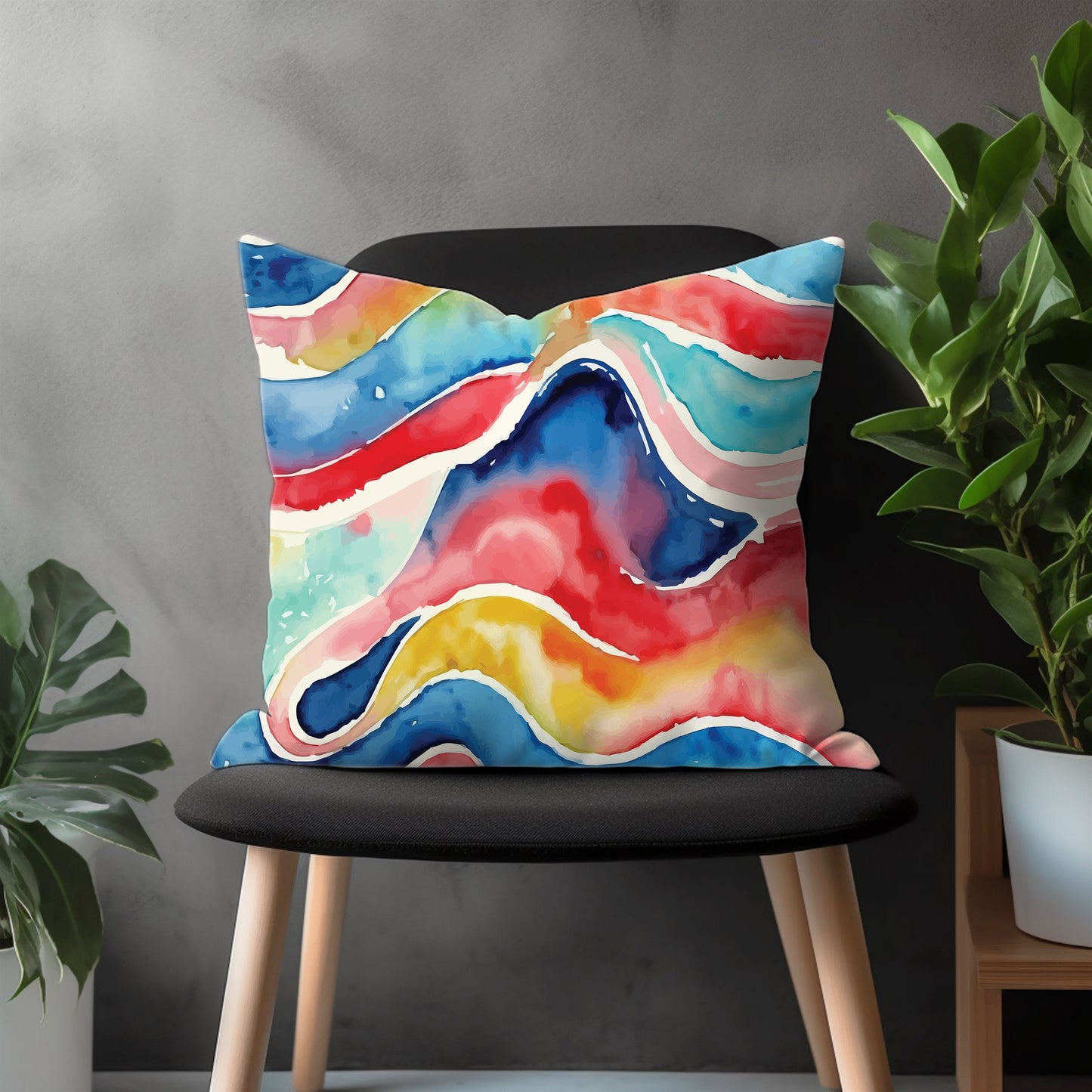 Artistic Abstract Pillow Cover, Rainbow Throw Couch Pillow Case, Colorful Geometric Living Room Decoration, Custom Size Pillow Case