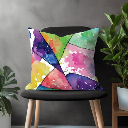 Artistic Abstract Pillow Cover, Rainbow Throw Couch Pillow Case, Colorful Geometric Living Room Decoration, Custom Size Pillow Case