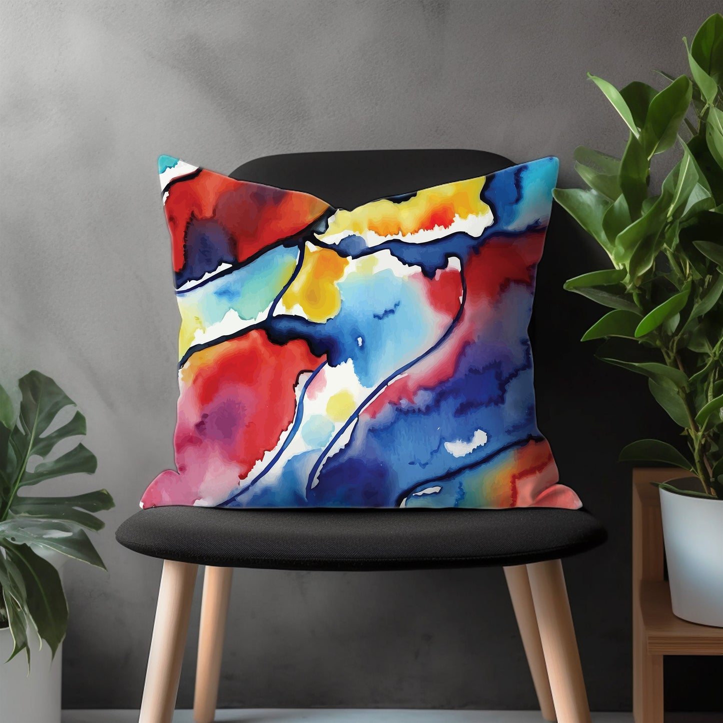 Artistic Abstract Pillow Cover, Rainbow Throw Couch Pillow Case, Colorful Geometric Living Room Decoration, Custom Size Pillow Case