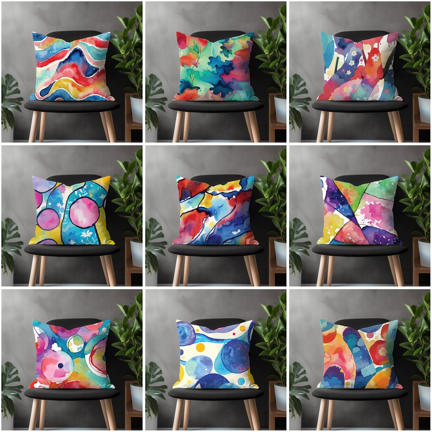 Artistic Abstract Pillow Cover, Rainbow Throw Couch Pillow Case, Colorful Geometric Living Room Decoration, Custom Size Pillow Case