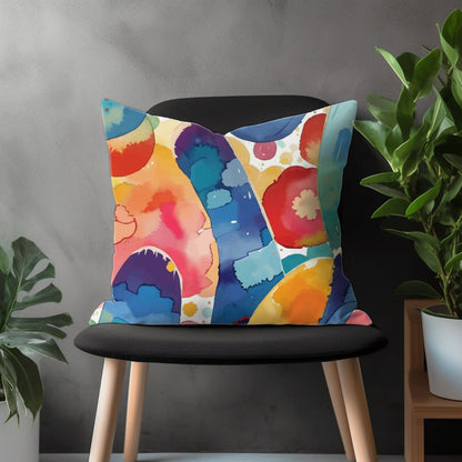 Artistic Abstract Pillow Cover, Rainbow Throw Couch Pillow Case, Colorful Geometric Living Room Decoration, Custom Size Pillow Case