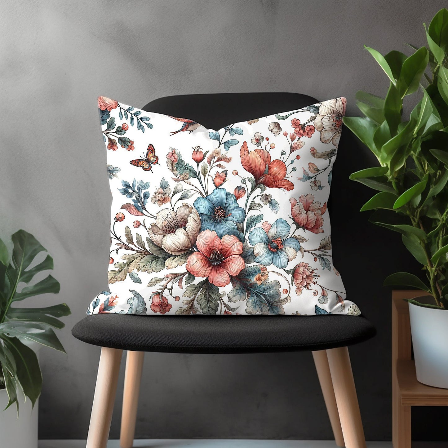 Blossom Pillow Cover, Flower Bedroom Throw Pillow Case, Bloom Living Room Decor, Floral Burst Couch Custom Made Pillow Cover