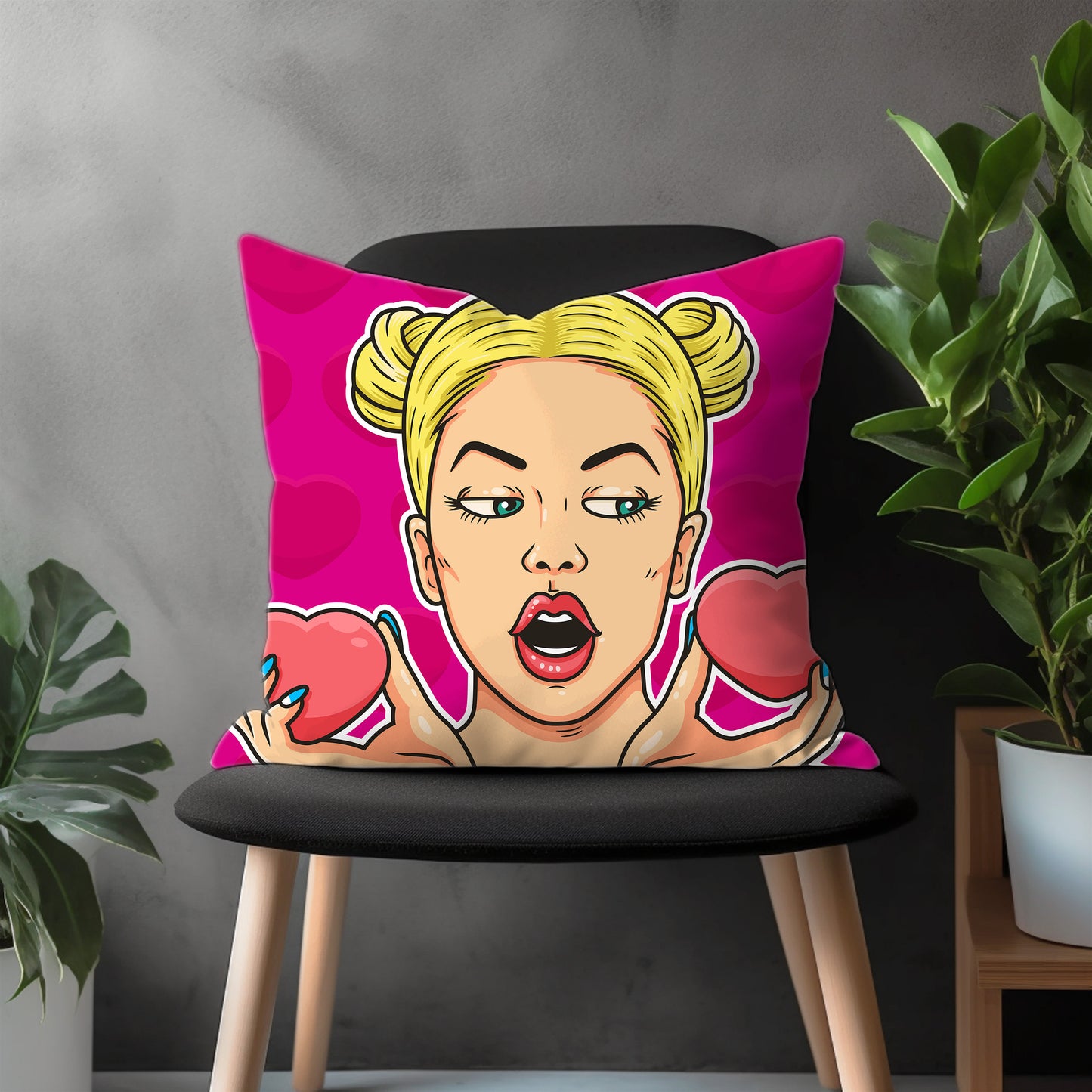 Omg Pillow Cover, Wow Pop Art Bedroom Throw Pillow Case, Funky Living Room Home Decor, Vibrant Colors Custom Made Pillow Cover