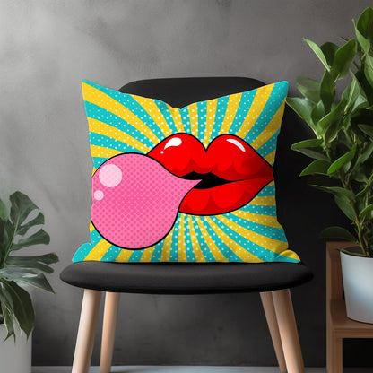 Comic Book Style Pillow Cover, Pop Art Girl Bedroom Throw Pillow Case, Cool Living Room Home Decor, Vibrant Colors Custom Made Pillow Cover