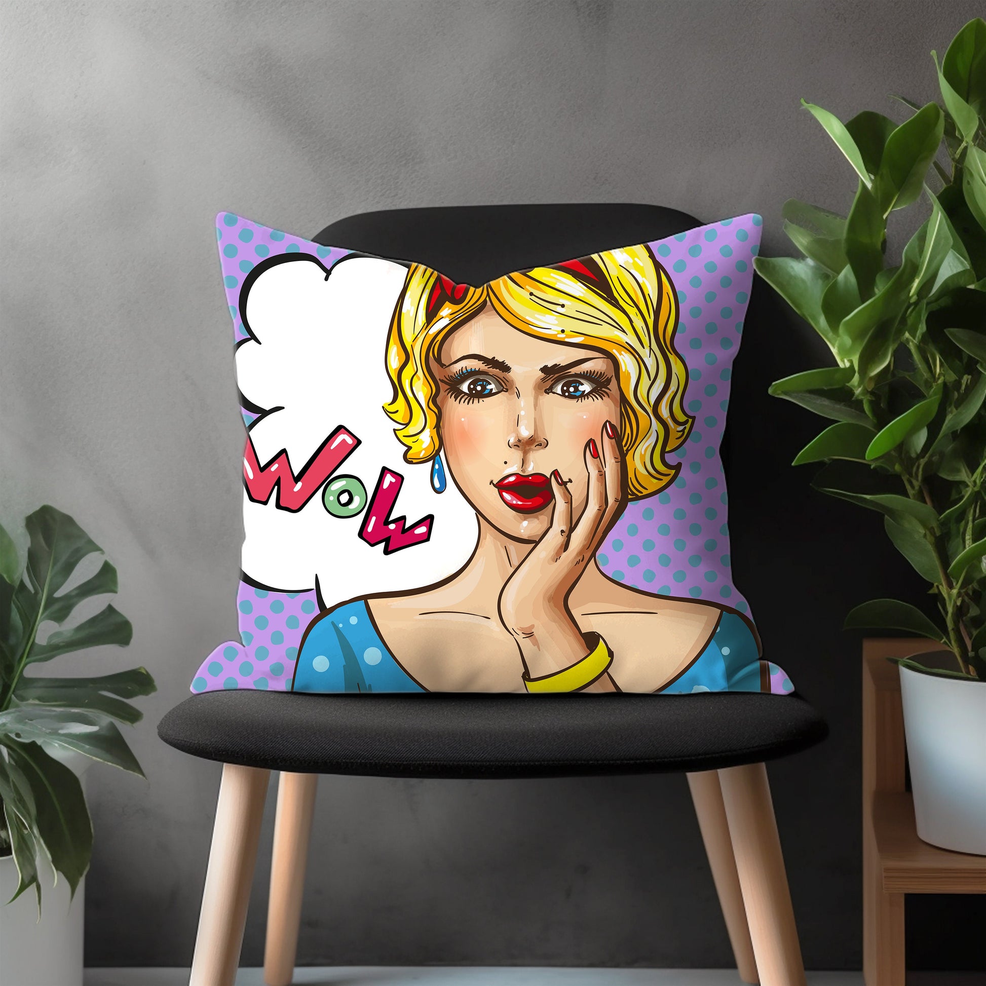 Comic Book Style Pillow Cover, Pop Art Girl Bedroom Throw Pillow Case, Cool Living Room Home Decor, Vibrant Colors Custom Made Pillow Cover