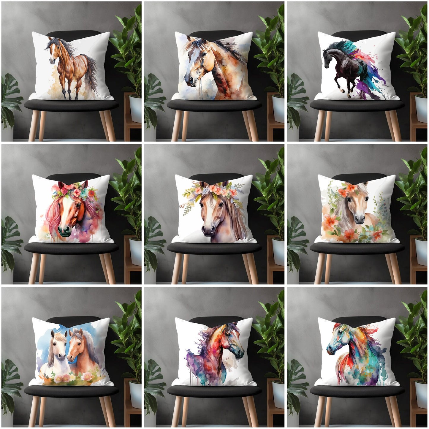 Horse Pillow Cover, Ponny Bedroom Throw Pillow Case