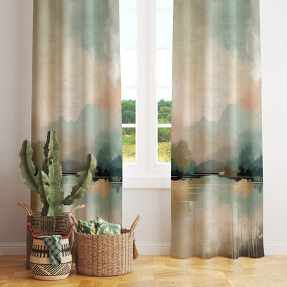 Modern Minimalist Landscape Mountain View Curtains