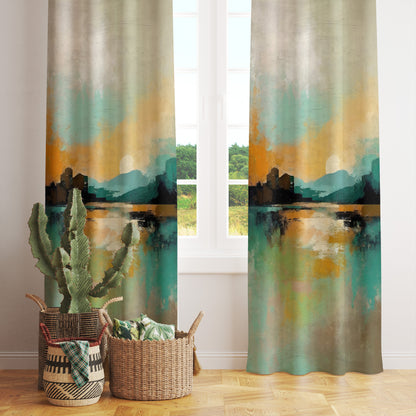 Modern Minimalist Landscape Mountain View Curtains