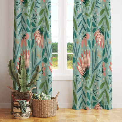 Blossom Leaves Watercolor Flower Curtain