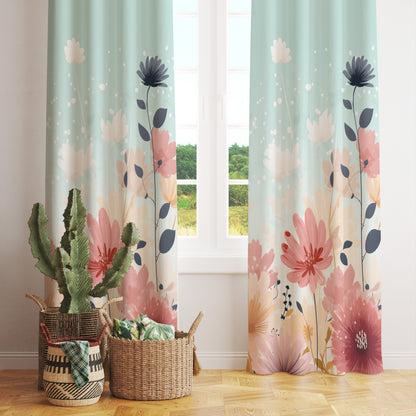 Blossom Leaves Watercolor Flower Curtain