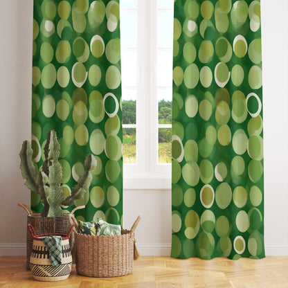 Green Botanical Printed Curtains Leafy Greens Window Panels