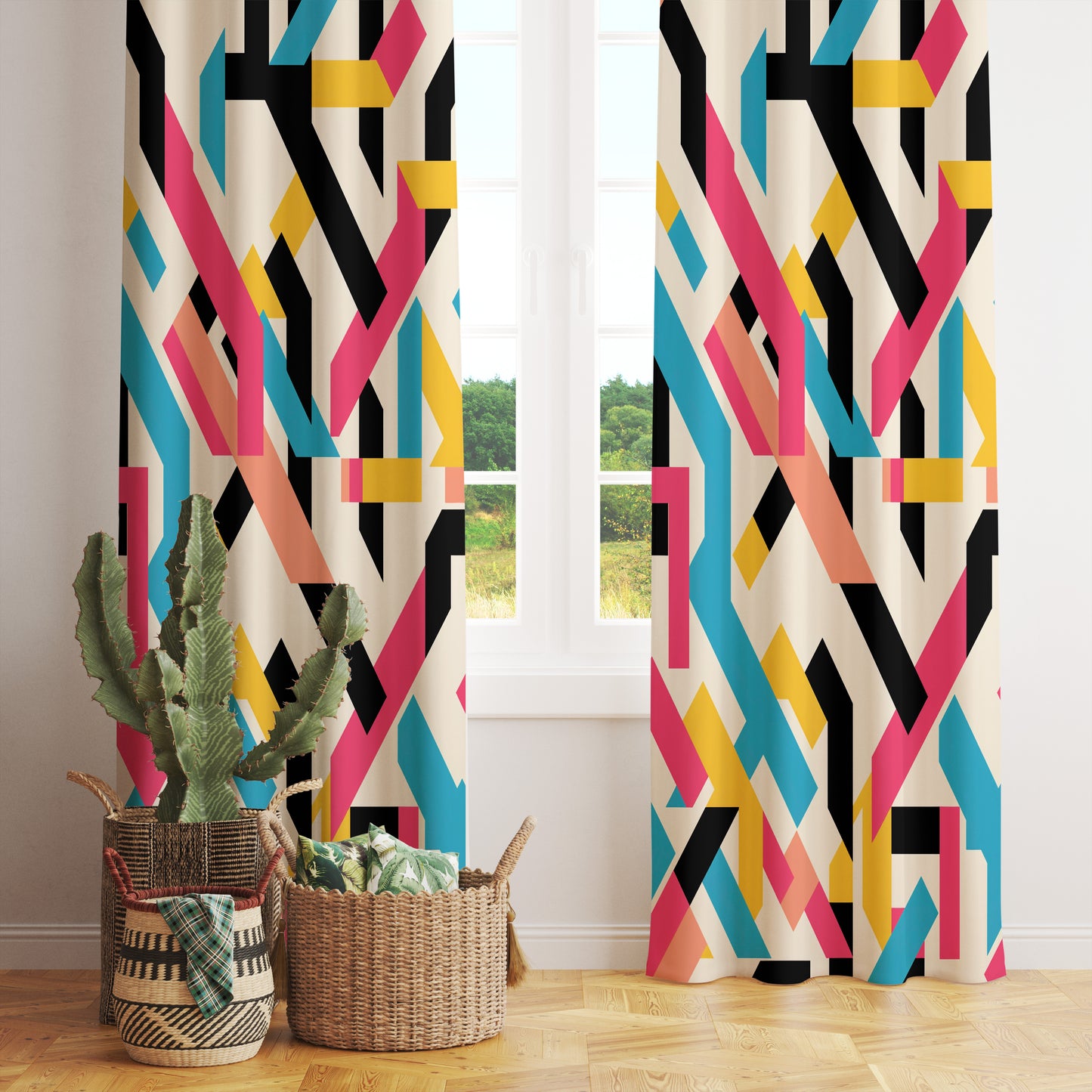 Colorful Retro Abstract Curtains