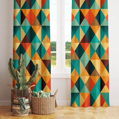 Multicolor Retro Throwback Mid Century Modern Curtain