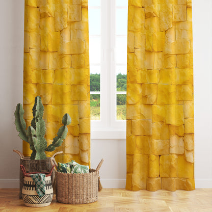 Yellow Abstract Curtains Mustard Bohemian Living Room Drapes